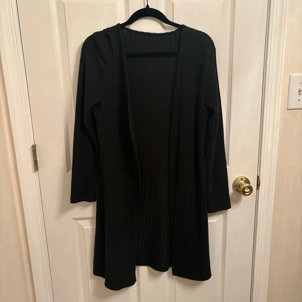 Black Ribbed Open Cardigan🌹